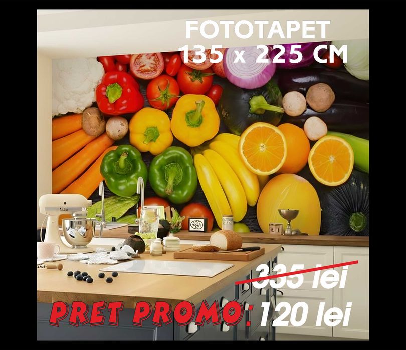 Lichidare stoc-64% Autocolant perete Legume/Fructe=135x225 cm =120 lei