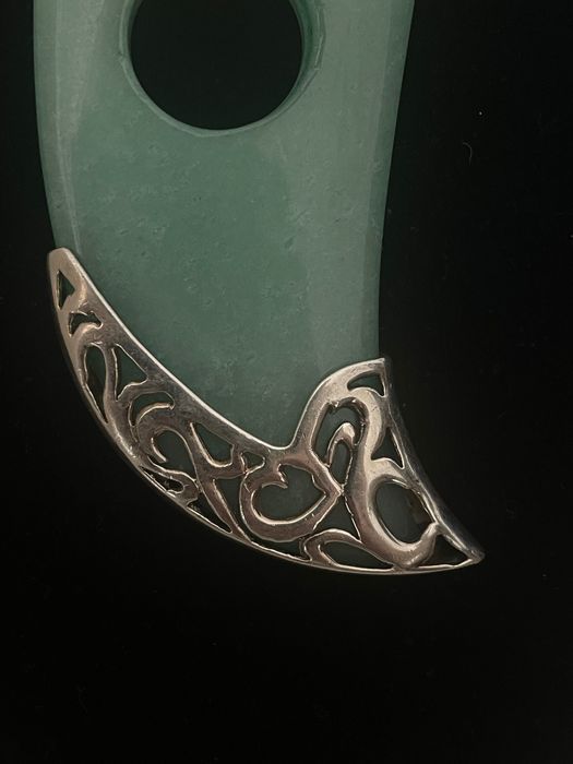 сребърн  925  синджир  с висулка., нефрит