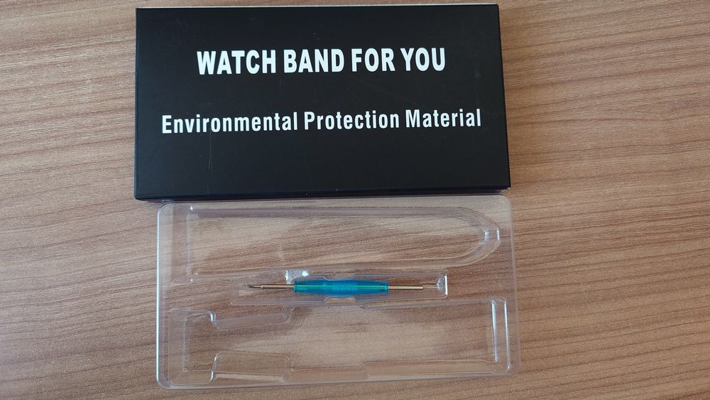 Синя кожена каишка за часовник 22 мм с разгъваща се закопчалка