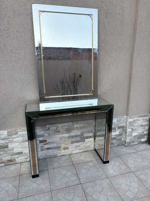 Eleganta consola cu oglinda-in stil Hollywood Regency-cromatica bicolora-Italia