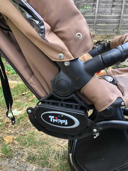 Carucior 3 in 1 pentru tripleti BabyActive Trippy Maro/Bej