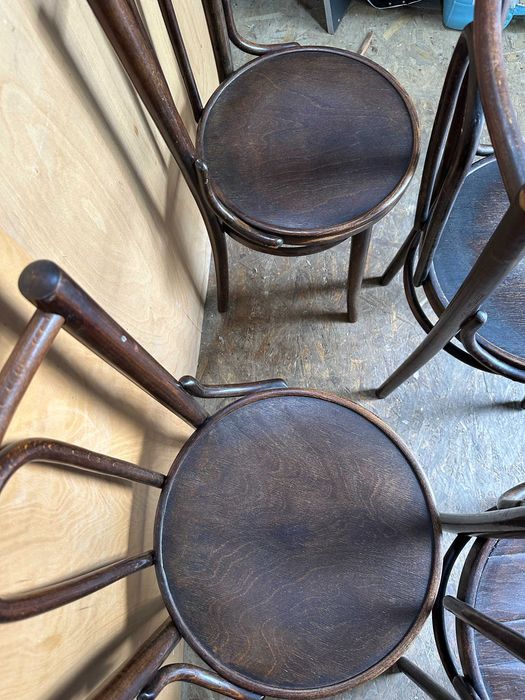 4 buc Scaun Vintage stil Thonet cu sezut rotund; Scaun din lemn masiv