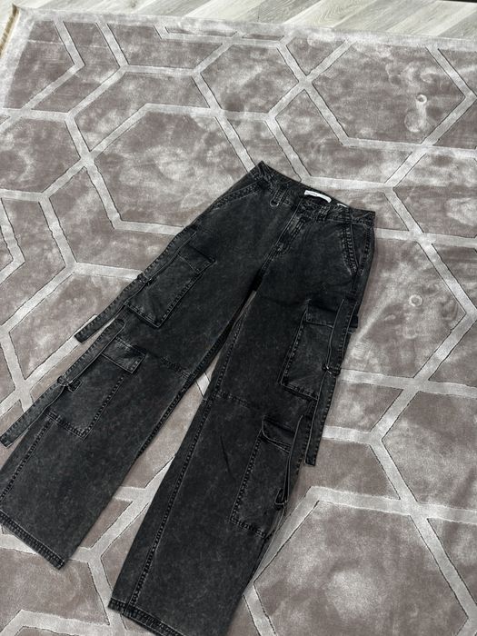 джинсы bershka  карго темно серые, женские