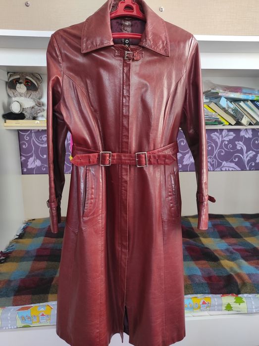 Натуральный кожаный тренч