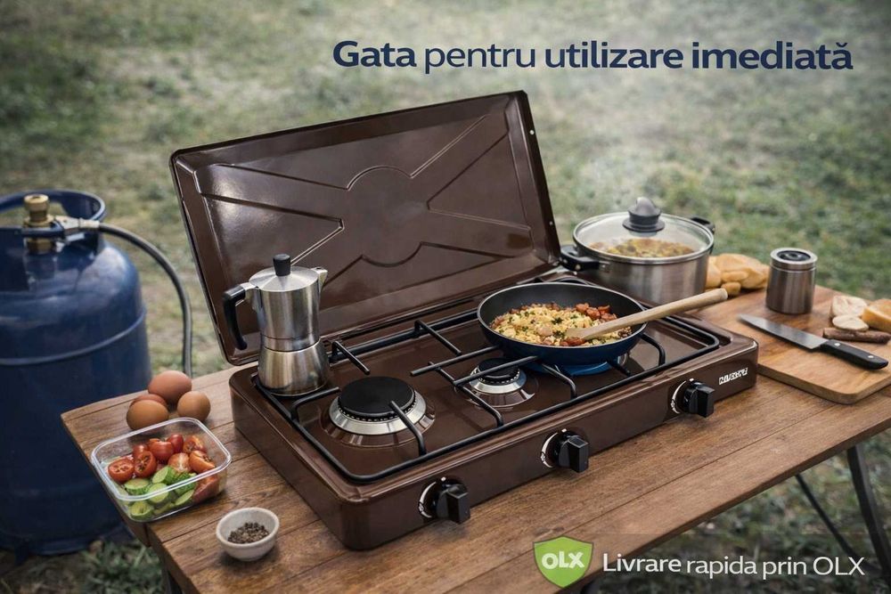 Aragaz portabil 3 arzatoare Nurgaz 590x330 mm gaz