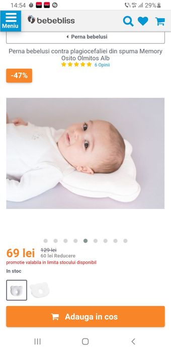 Perna pt bebe impotriva plagioencefalie din spuma Memory Osi