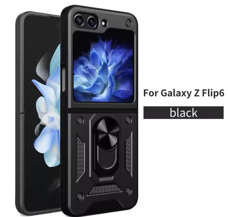 Samsung Z FLIP 4 5 Z FLIP 6 - Husa Defence Inel Metalic Neagra