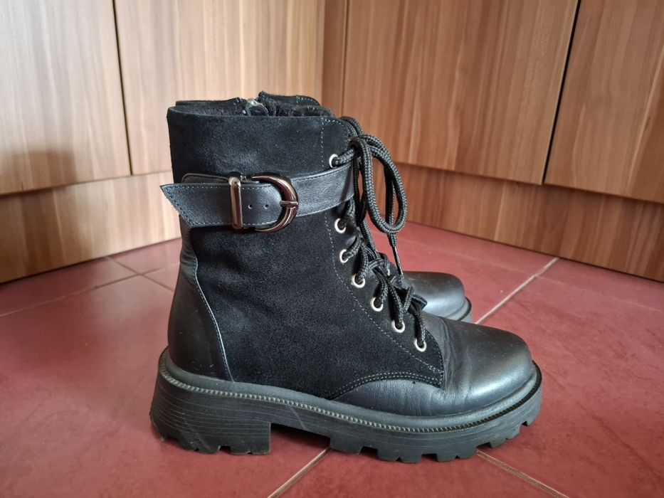 Кожени черни боти от естествена кожа