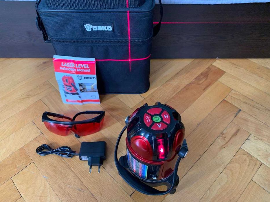 Самонивелиращ линеен лазерен нивелир 5 червени линии на 360 градуса