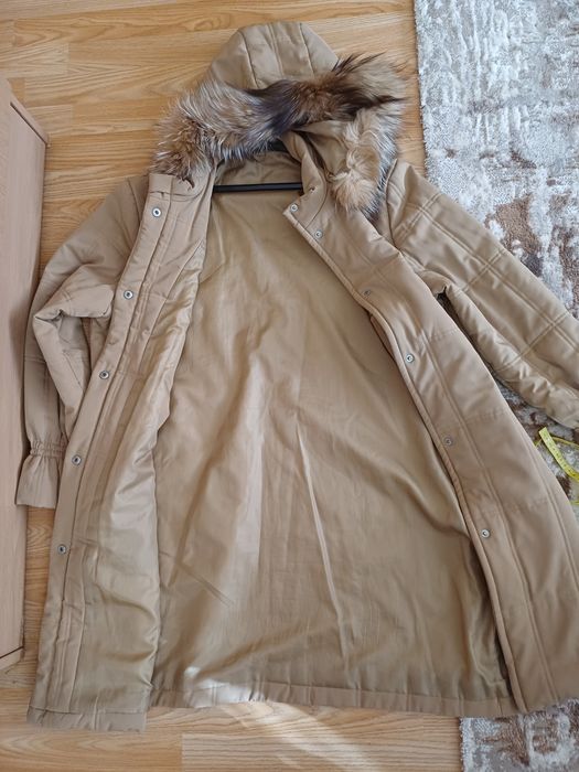 Яке с естествен пух и кожено