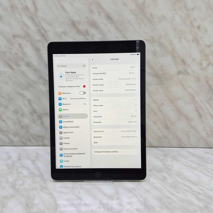 Tableta iPad 10.2” (2021) 9th Gen Wifi 256 GB, Space Gray, Zeus