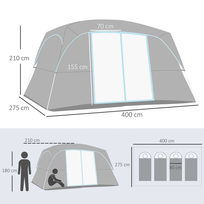 Cort Camping  4-8 persoane, 400x 240x210cm , Outsunny