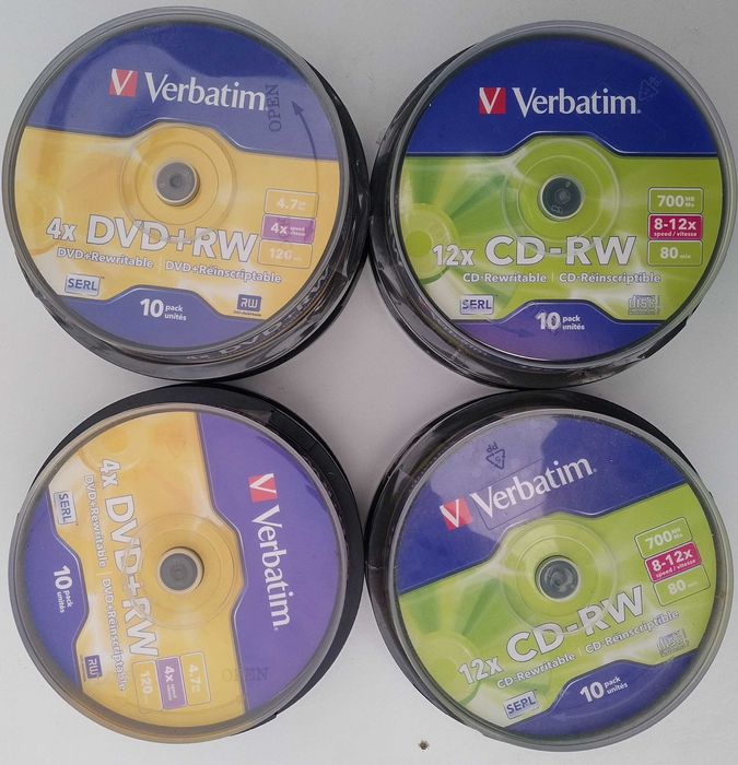 Кутии за CD-RW и DVD-RW дискове Verbatim, нови в запечатани кутии.