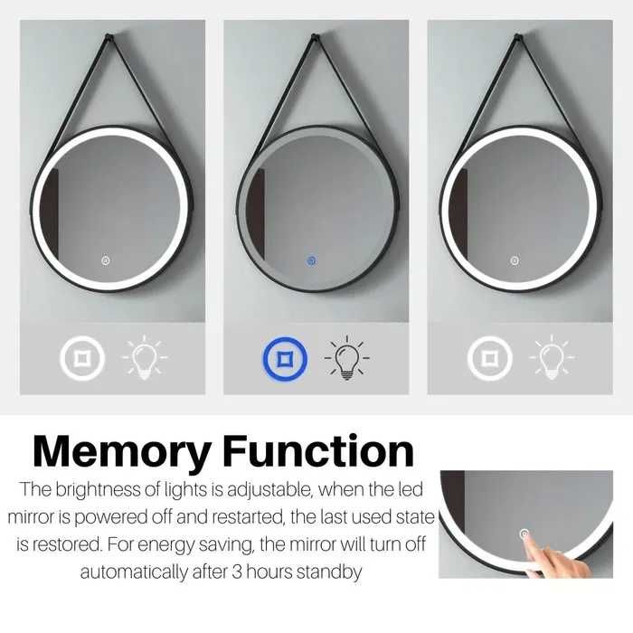 Кръгло огледало ЛЕД  LED осветление, 50 см, стенно огледало  16