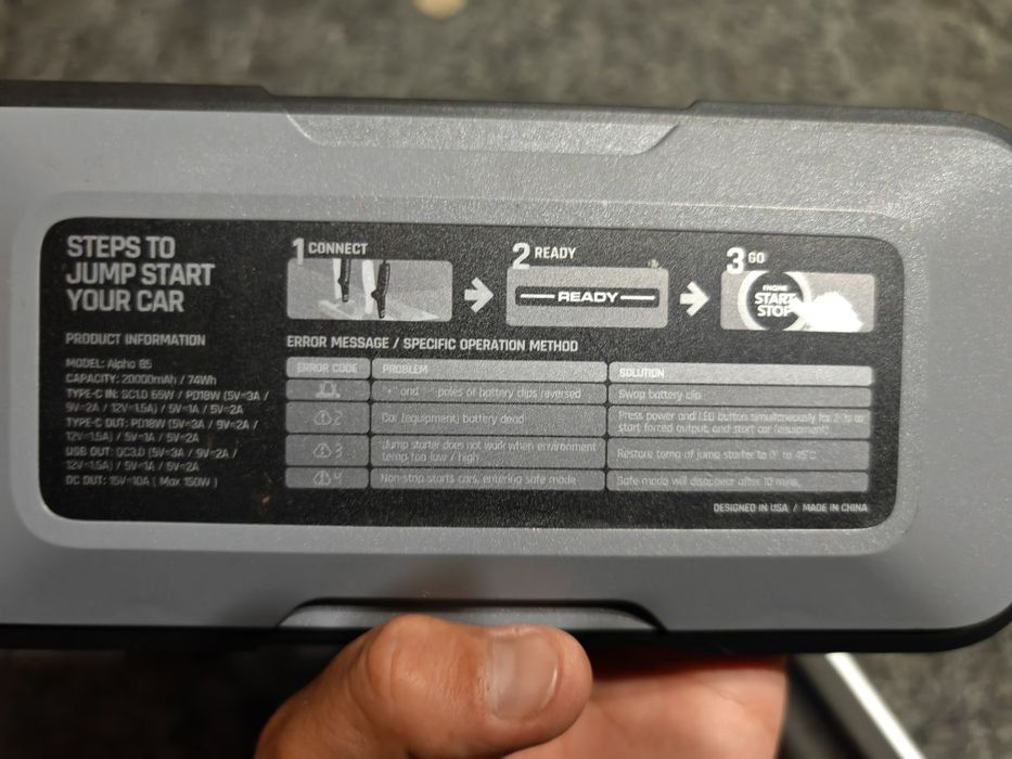 Hulkman Alpha85 Smart Jump Starter 20000mAh 8.5