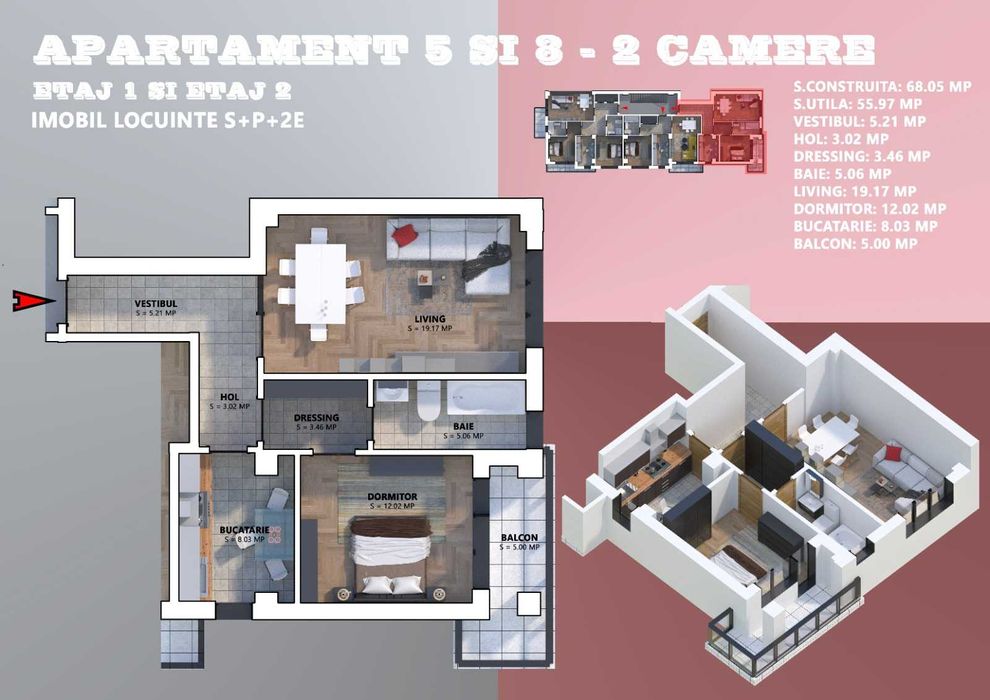 Apartament 2 camere,Bloc Nou,1 Mai,Piata Chibrit