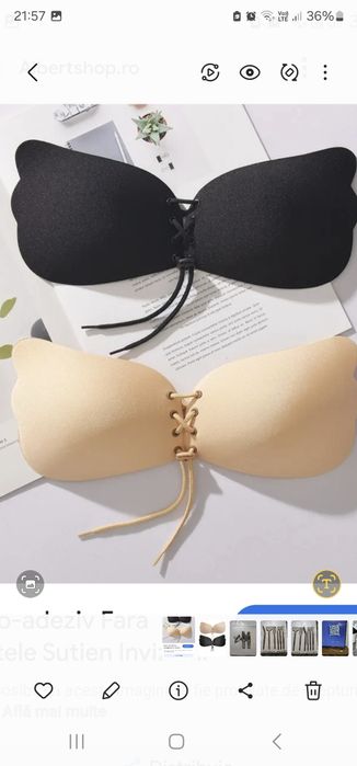 Sutien cu pușap și adeziv fara bretele sau spate.