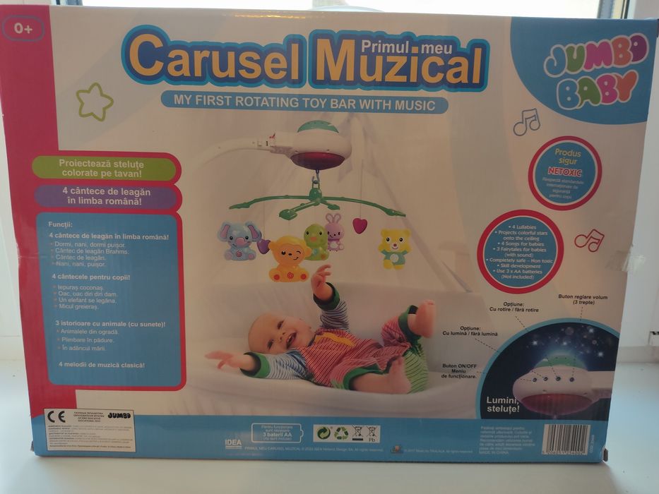 Carusel muzical cu proiector stelute si cantece sau povesti