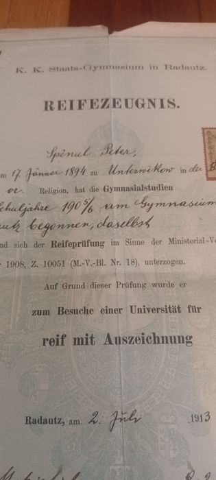 Document vechi,Petre Spanul Radautz