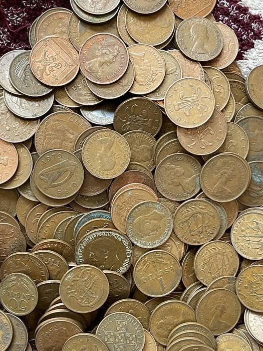 Lot monede vechi străine (Marea Britanie, Irlanda, Spania etc.) - 3 KG