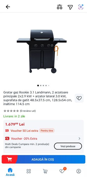 Gratar gaz Rookie 3.1 Landmann, 2 arzatoare principale 2x2.9 kW + arzator lateral 3.0 kW