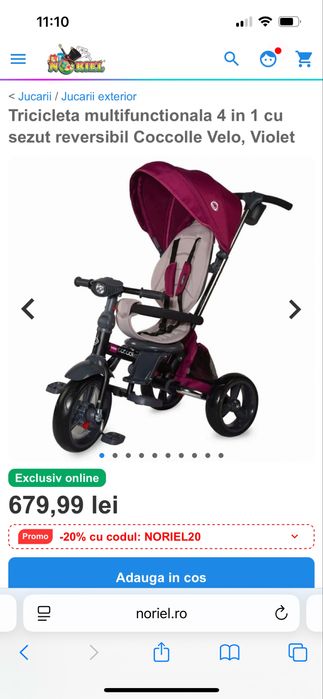 Tricicleta copii multifunctionala 4 in 1 Coccolle Velo