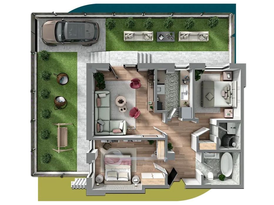 Apartament 3 camere Galata, parter, curte proprie, 2 bai, parcare incl