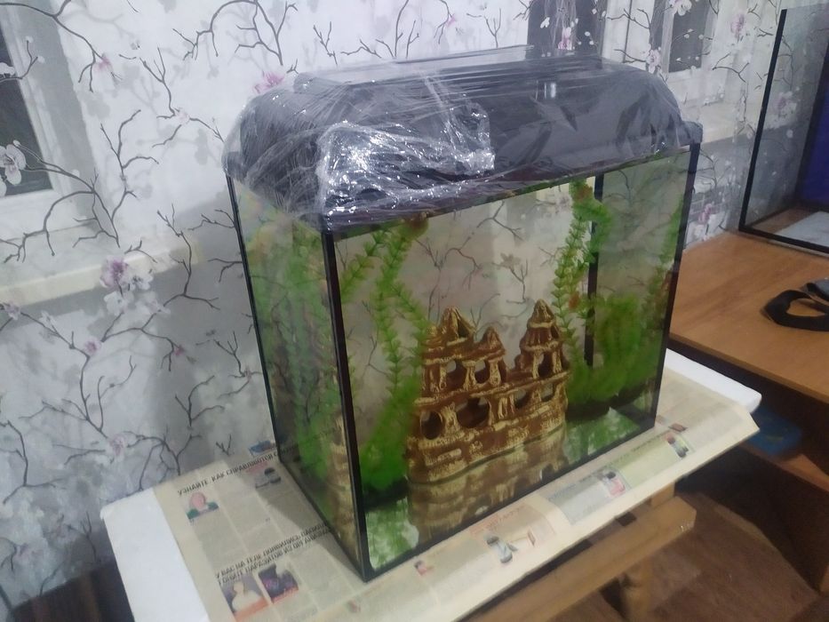 Новый аквариум 60л + бонусы и рыбки.