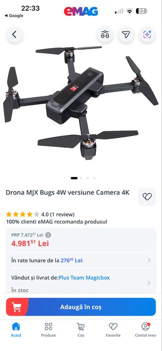 Drona MJX Bugs 4W versiune Camera 4K