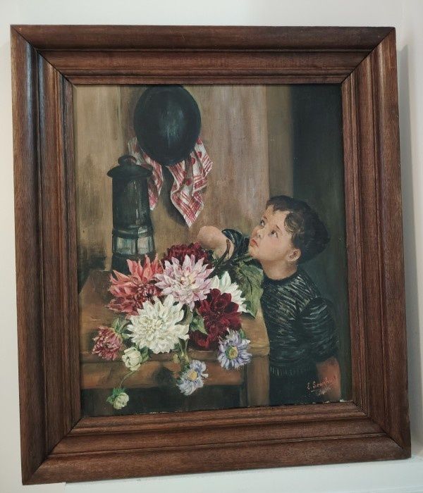 Tablou Ulei pe panza o lucrare deosebita foarte veche semnată încadra