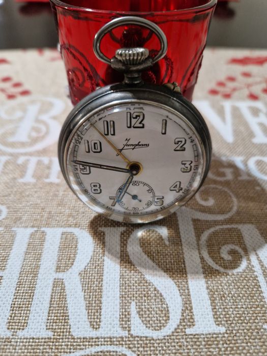 Рядък антикварен колекционерски немски джобен часовник Junghans