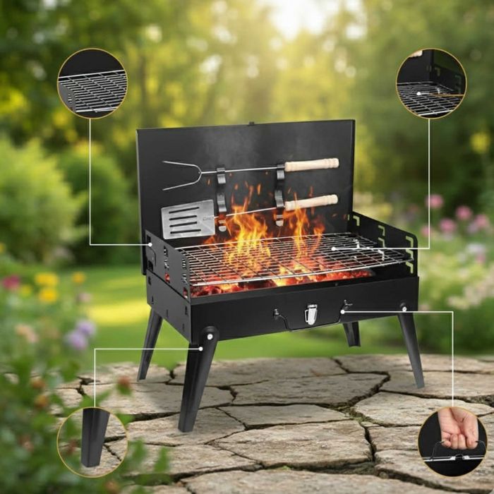 Преносима сгъваема градинска скара, 44x27x37 см, за къмпинг