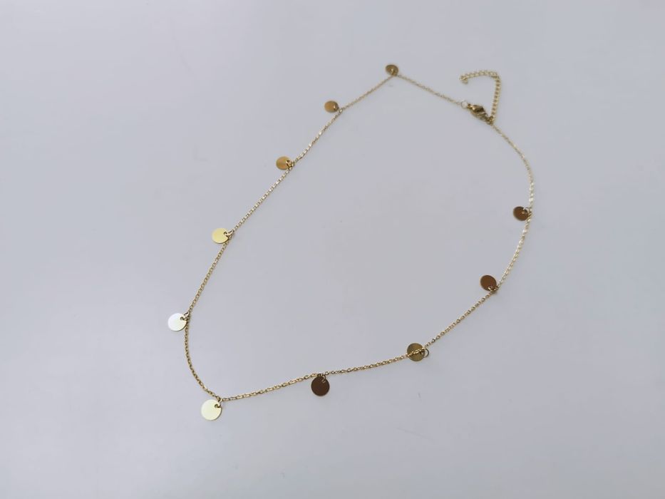 Colier din otel inoxidabil, placat cu aur, pandative banuti