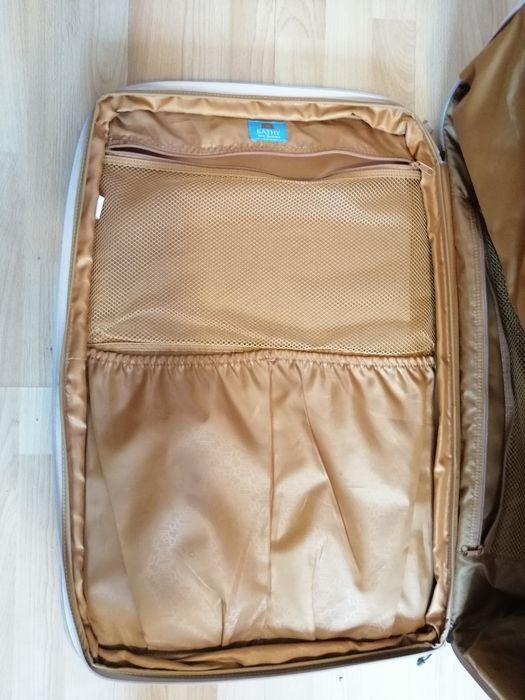 Куфари 3 бр, с 2 колелца:черен от плат, Kathy Von Zeeland, син твърд