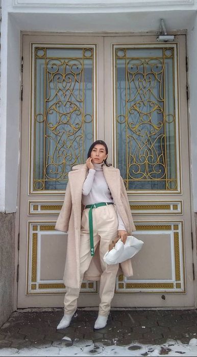 Шикарное пальто Альпака + подарок меховая повязка из песца