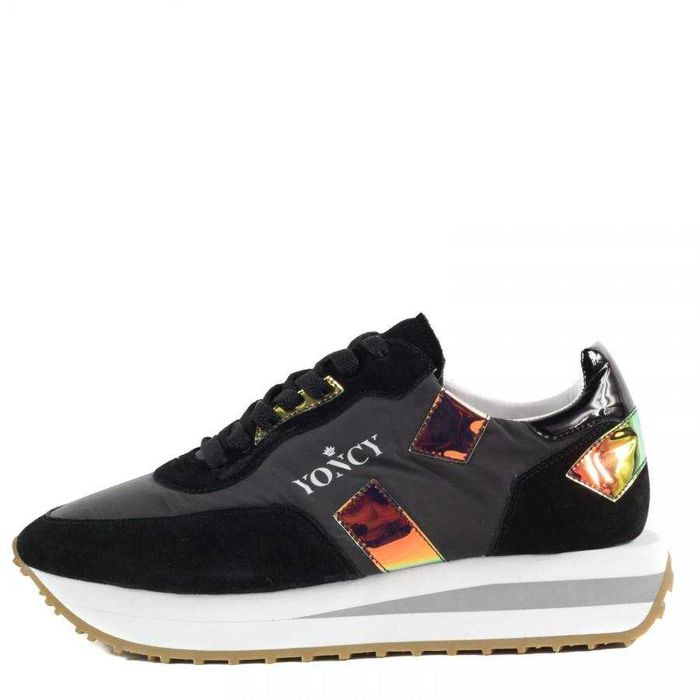 Дамски спортни обувки Yoncy® естествена кожа черни, р.39.