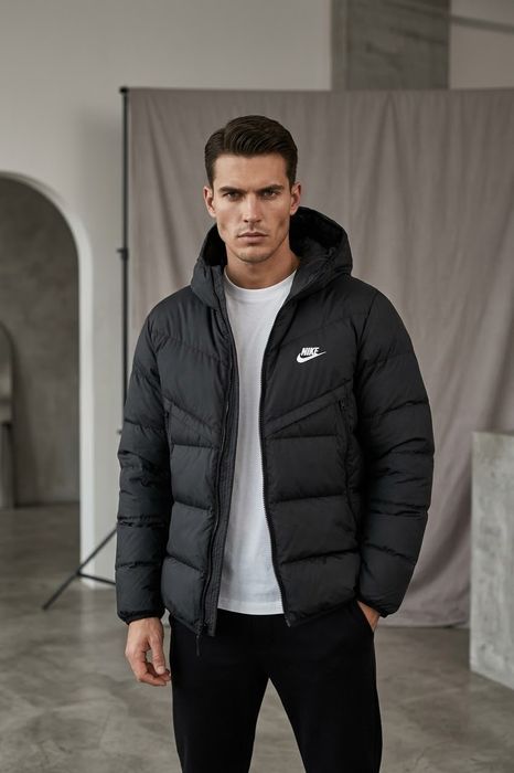 Nike Ново Мъжко Черно Зимно Яке с Качулка [С-2ХЛ Размер]