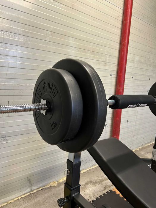 Set Complet Fitness: Banca+ Suport+ Greutati 100 kg+ Protectie Podea