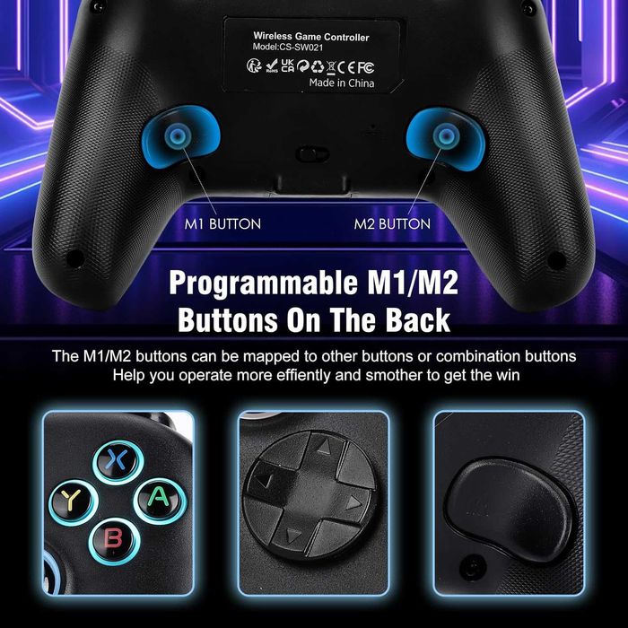 Безжичен контролер с док станция и Hall ефект за PC/Switch
