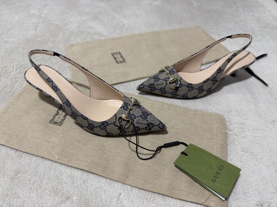 Pantofi stiletto Gucci Slingback cu Horsebit