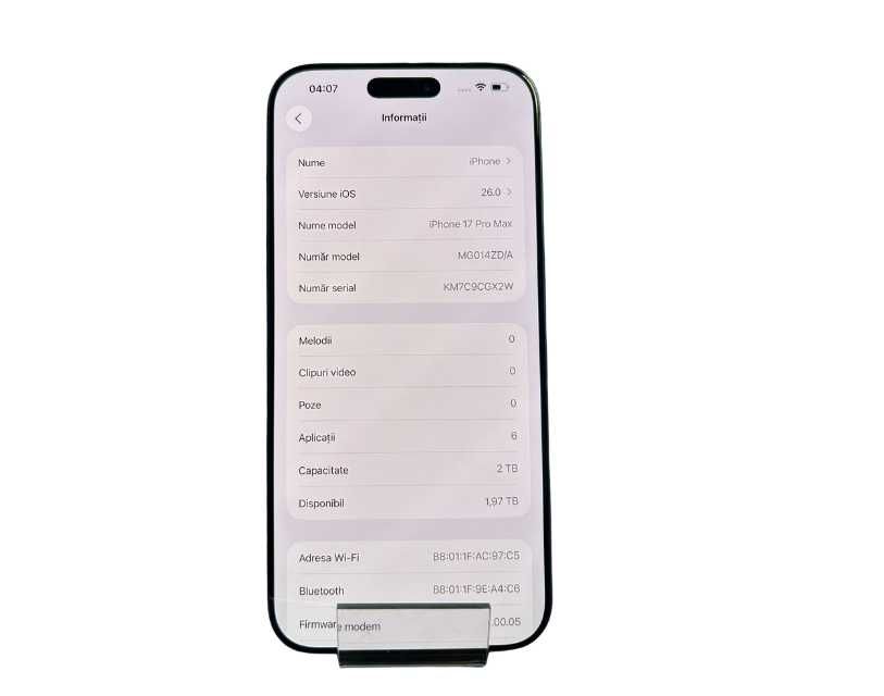 Reducere Sfarsit de An-iPhone 17 Pro Max, 2 TB - Nou Garantie