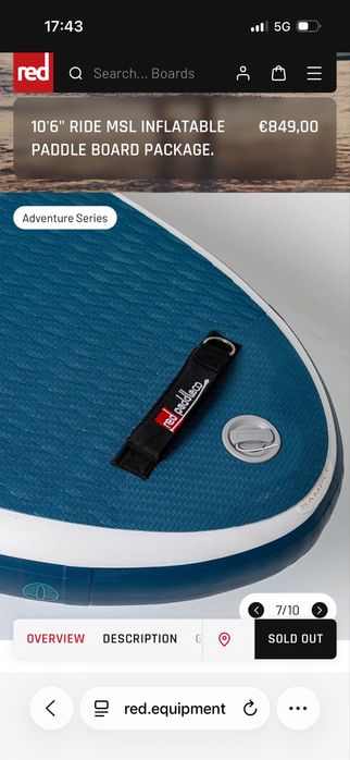 Paddle board SUP Red paddle co RIDE allround 10,6”