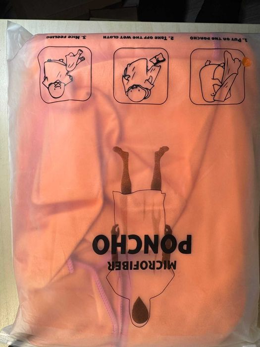 Poncho / prosop de plajă din microfibră cu glugă – adulti/copii