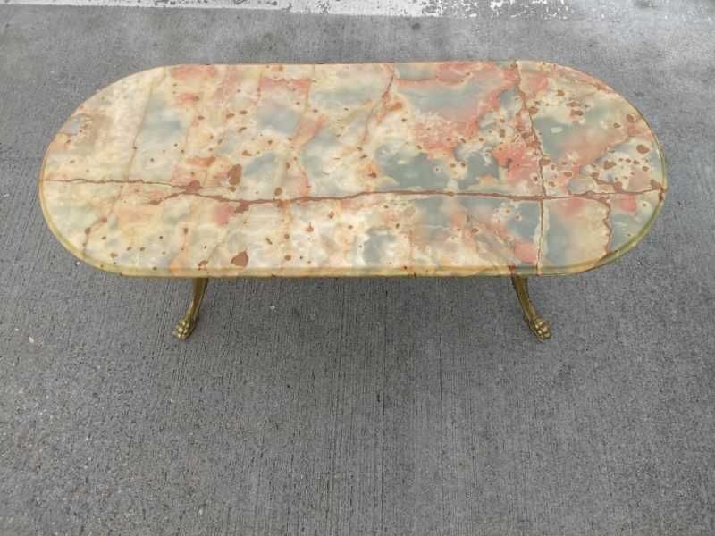 Masa din bronz cu blat de piatra onix