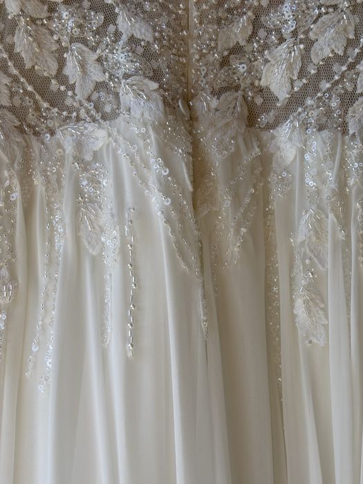 Rochie de mireasă Luce Sposa din mătase naturală cu trenă și broderii couture