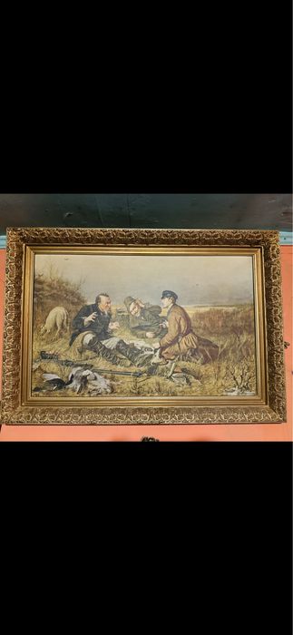 Картина на холсте «охотники на привале»