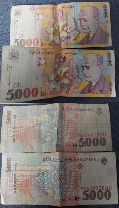 Bancnote 5000 lei din 1998 Lucian Blaga