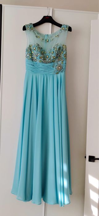 Вечернее платье шифон голубое