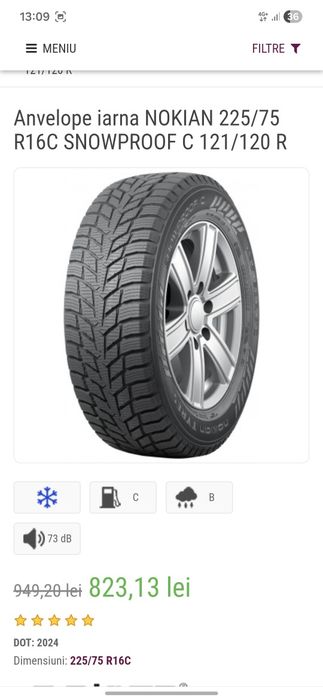 Roti NOI Mercedes Sprinter/Vw Crafter 225 75r16C 121R iarna NOKIAN