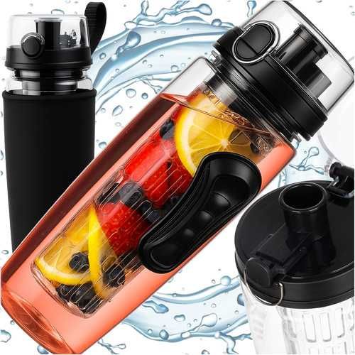 Спортна бутилка за вода с инфузер и с калъф 1 литър, BPA FREE, Trizand
